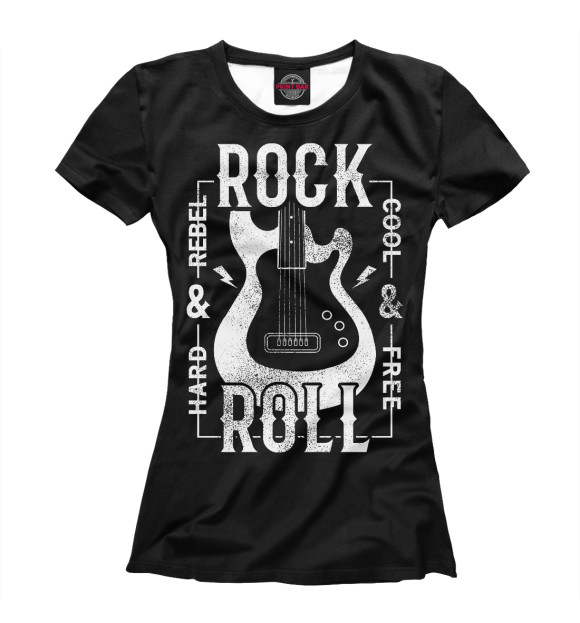 Женская футболка с изображением Rock'n'Roll цвета Белый