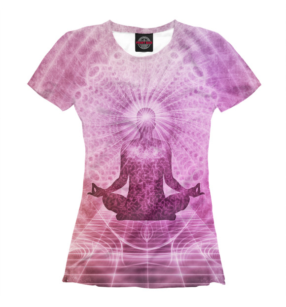 Женская футболка с изображением Медитация цвета Белый
