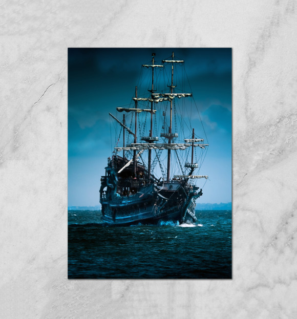 Плакат с изображением Корабль цвета Белый