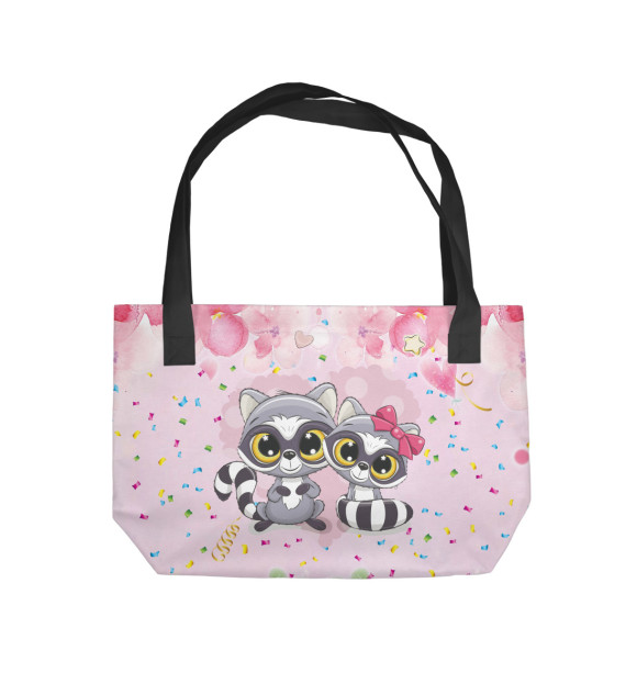 Пляжная сумка с изображением Милые еноты цвета 