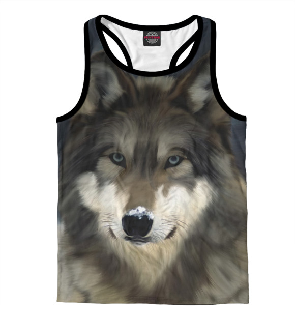 Мужская майка-борцовка с изображением Картинка волк цвета Белый