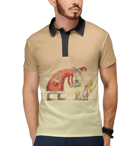 

Поло Print Bar, Белый, Санта