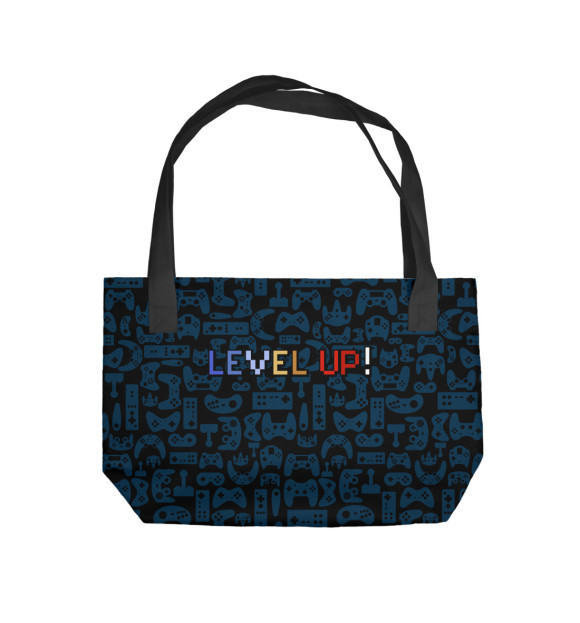 Пляжная сумка с изображением Level up! цвета 
