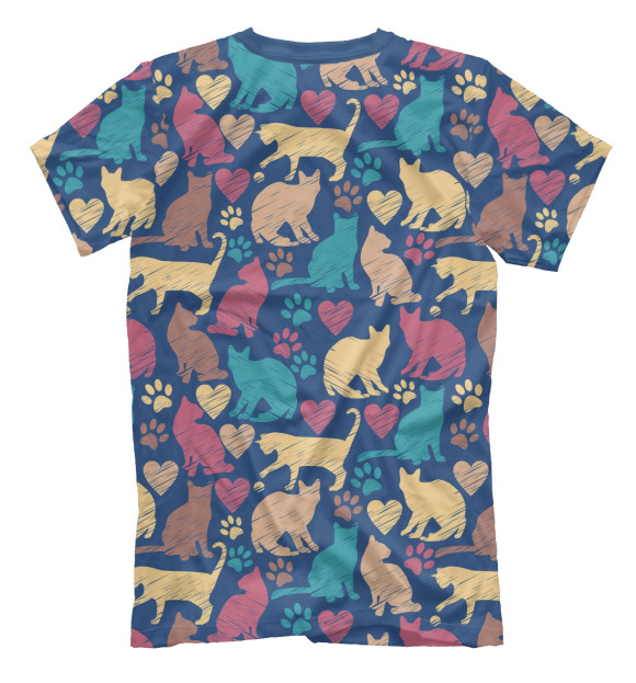Мужская футболка с изображением Love Cats Pets! цвета Белый