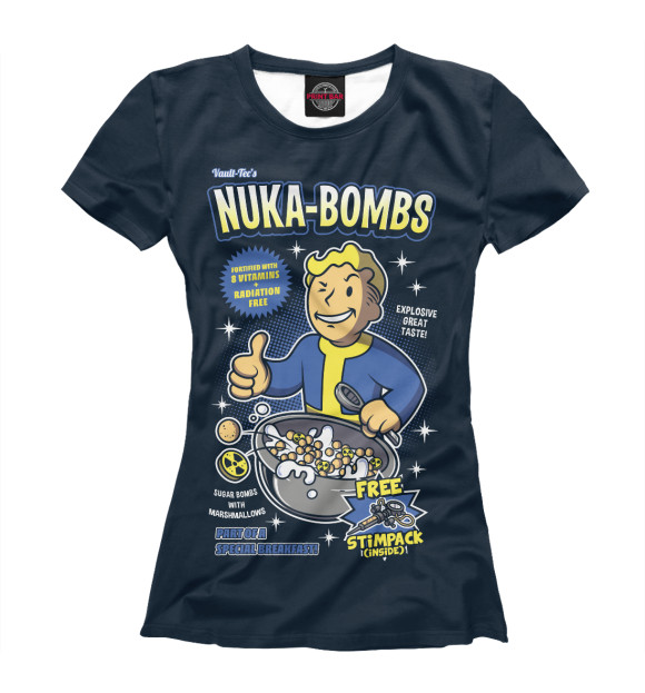 Женская футболка с изображением Nuka Bombs цвета Белый