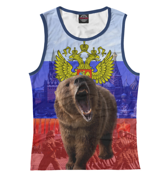 Майка для девочки с изображением Русский медведь цвета Белый