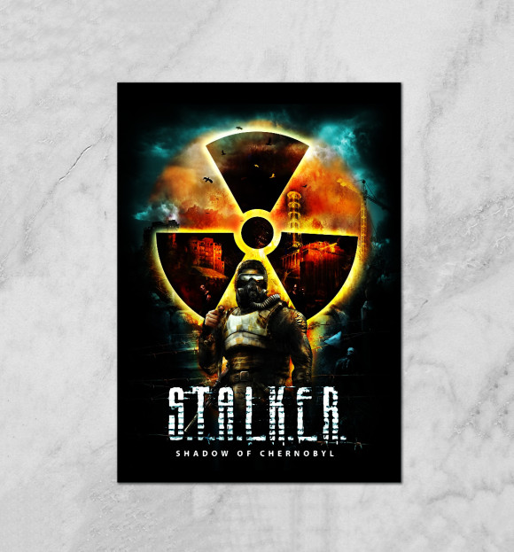 Плакат с изображением S.T.A.L.K.E.R. цвета Белый