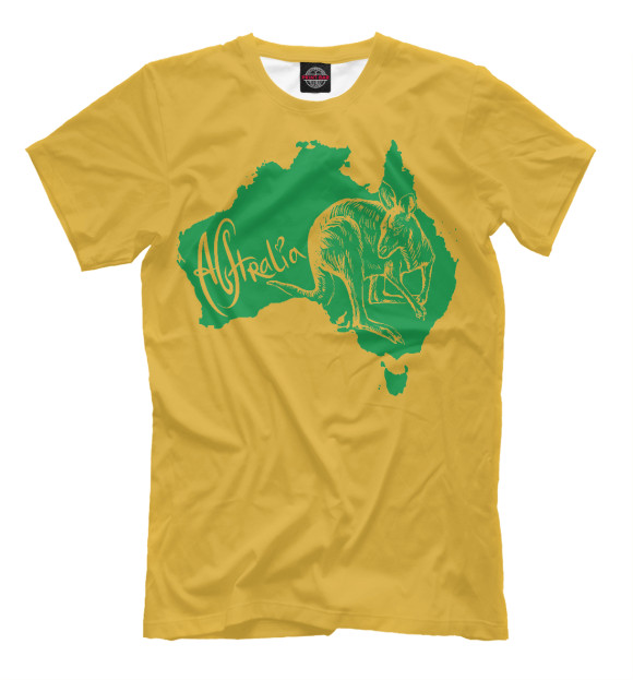 Мужская футболка с изображением Австралия кенгуру цвета Хаки