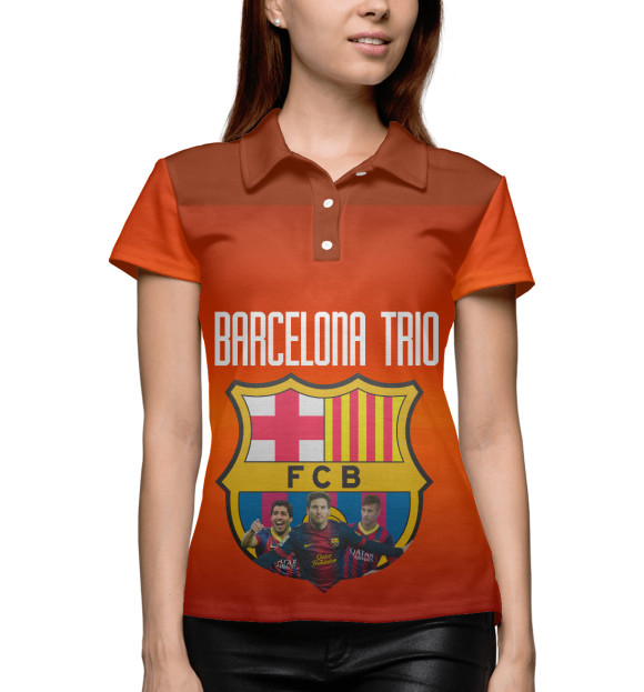 Женское поло с изображением Barcelona trio цвета Белый