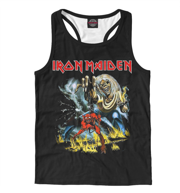 Мужская майка-борцовка с изображением Iron Maiden цвета Белый