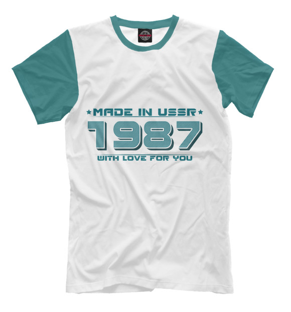 Мужская футболка с изображением Made in USSR 1987 цвета Молочно-белый