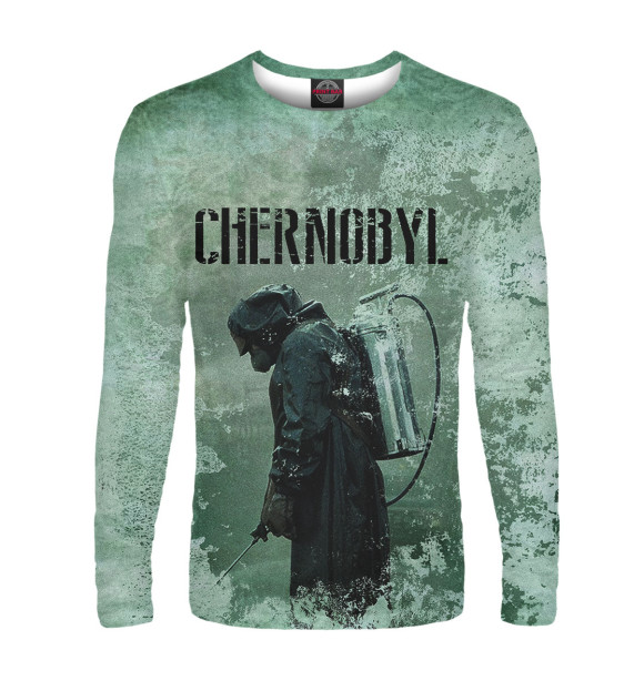 Мужской лонгслив с изображением Chernobyl цвета Белый