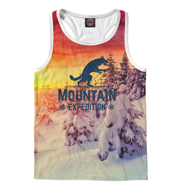 Мужская майка-борцовка с изображением Mountain Expedition цвета Белый