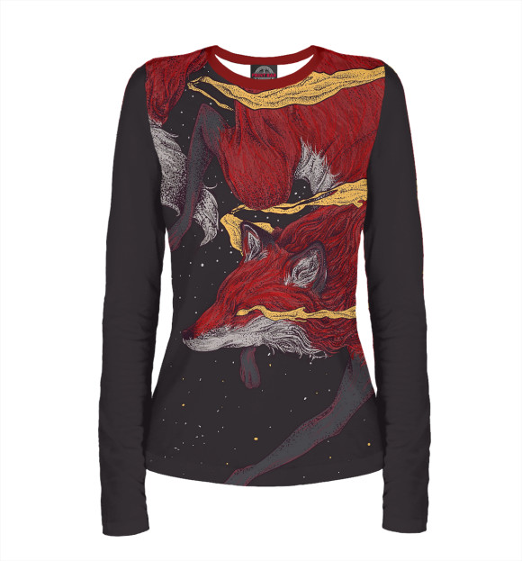 Женский лонгслив с изображением Лиса цвета Белый