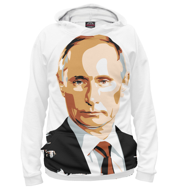 Женское худи с изображением Путин цвета Белый
