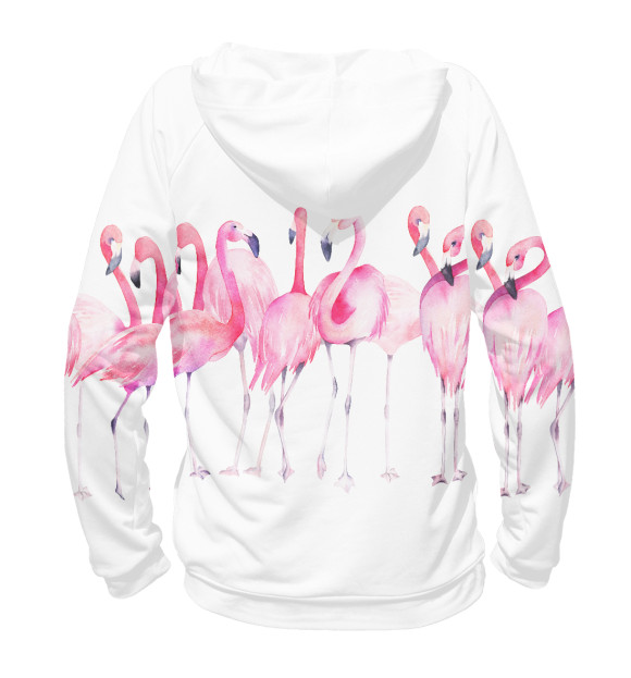 Женское худи с изображением Фламинго цвета Белый