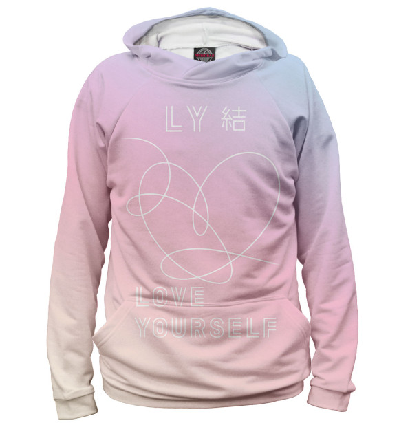 Мужское худи с изображением Love Yourself цвета Белый