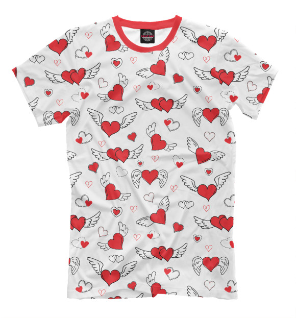 Мужская футболка с изображением На крыльях любви цвета Молочно-белый