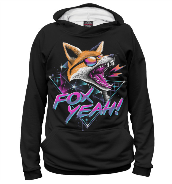 Мужское худи с изображением Fox Yeah! цвета Белый
