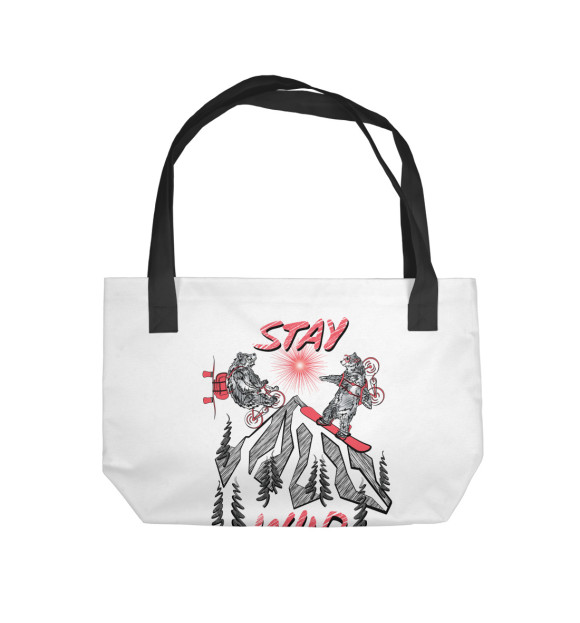 Пляжная сумка с изображением Stay wild цвета 