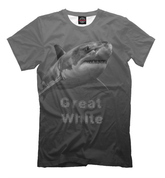 Футболка для мальчиков с изображением Great White цвета Серый
