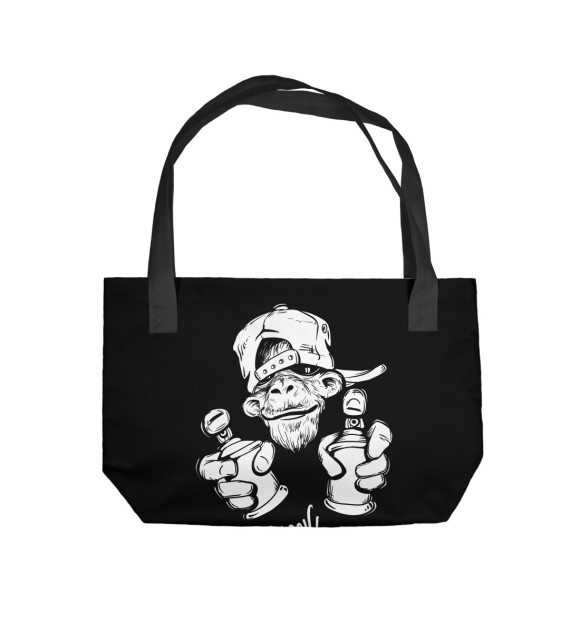Пляжная сумка с изображением Граффити обезьяна в кепке цвета 