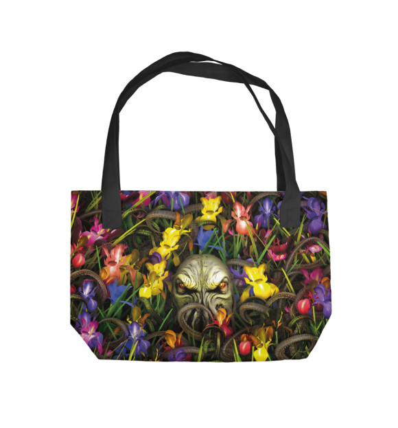 Пляжная сумка с изображением Ктулху с цветами цвета 