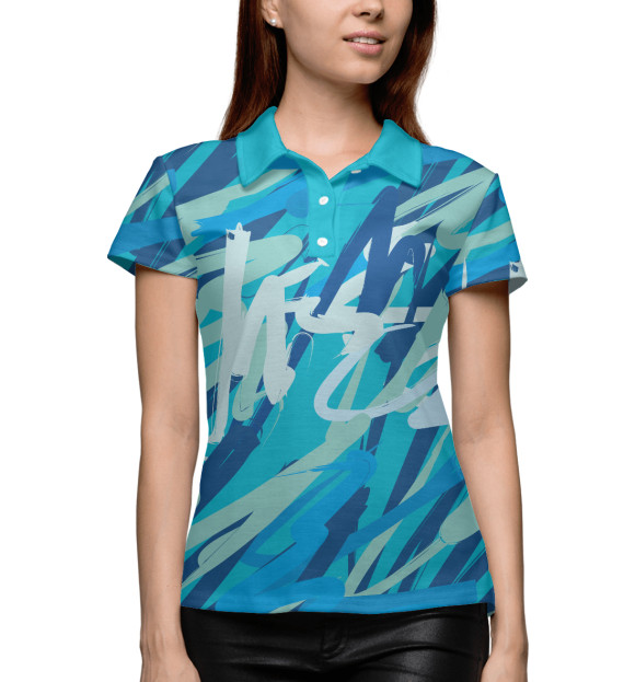 Женское поло с изображением Краски цвета Белый