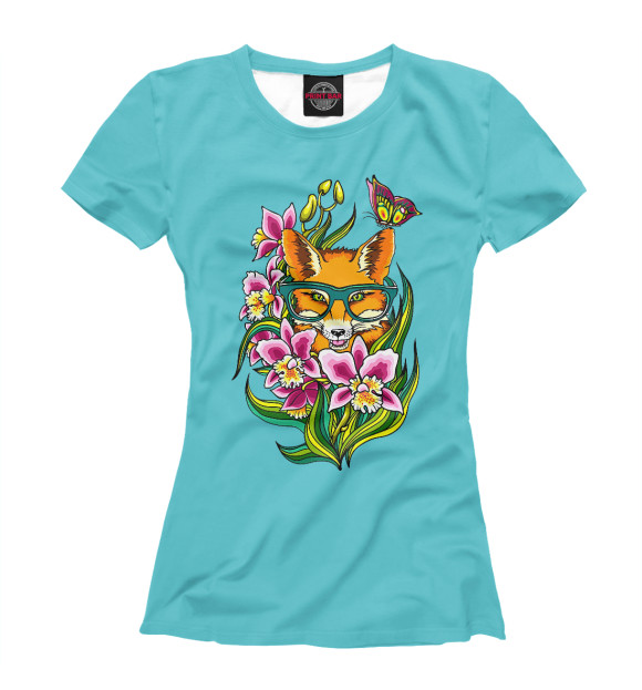 Женская футболка с изображением Лиса цвета Белый