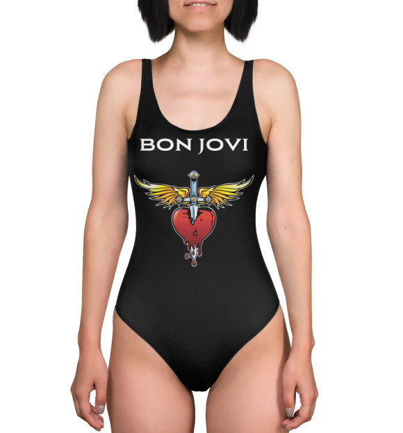 Купальник-боди с изображением Bon Jovi цвета 