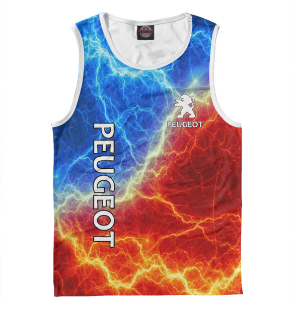 Мужская майка с изображением Peugeot цвета Белый