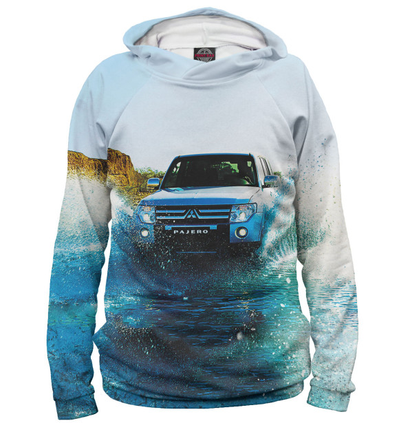 Мужское худи с изображением Mitsubishi цвета Белый