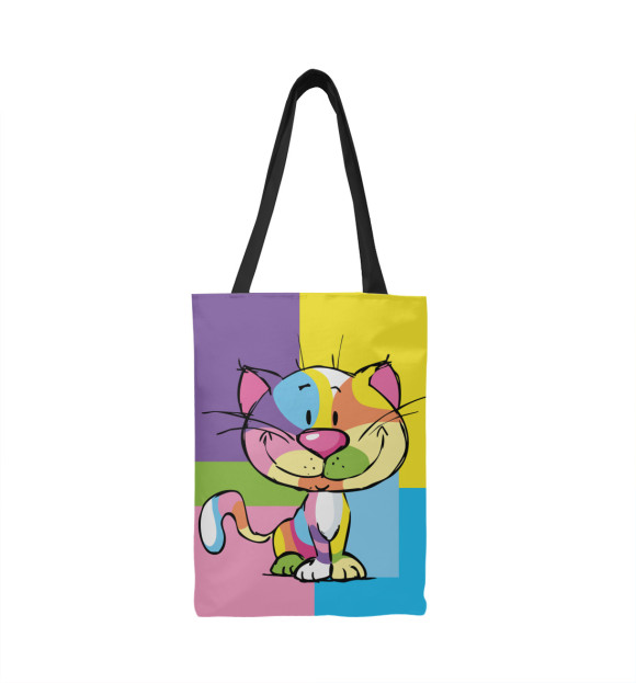 Сумка-шоппер с изображением Милый разноцветный котёнок цвета 
