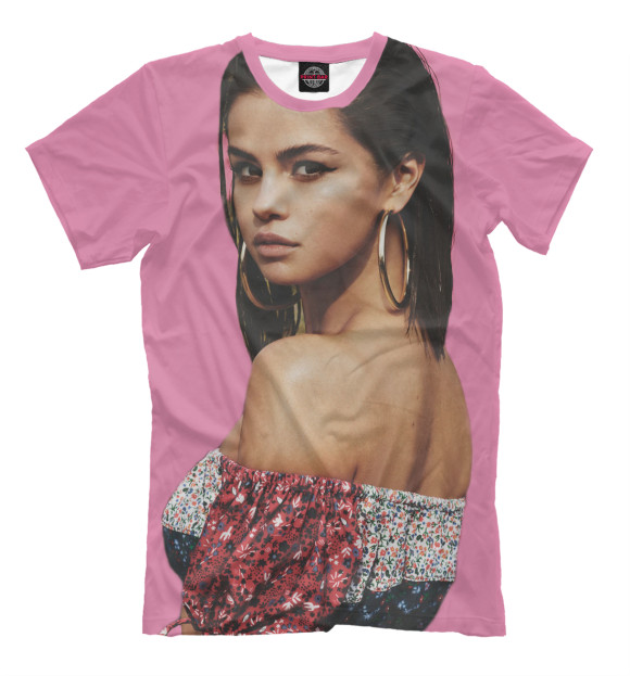 Мужская футболка с изображением Selena Gomez цвета Темно-бежевый