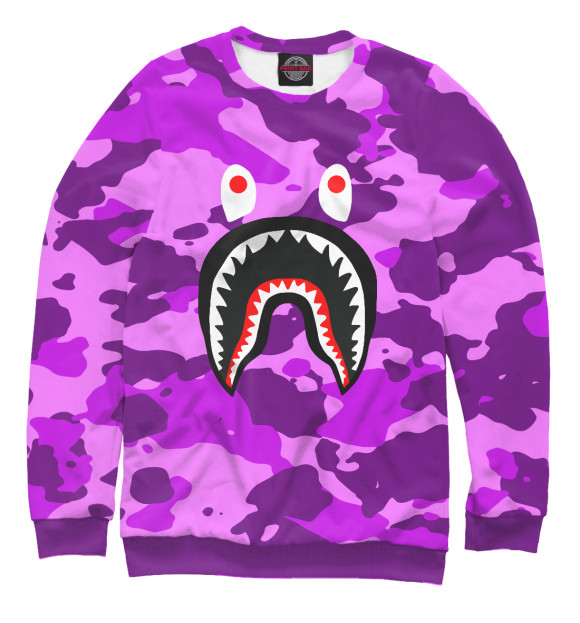Женский свитшот с изображением Bape shark цвета Белый