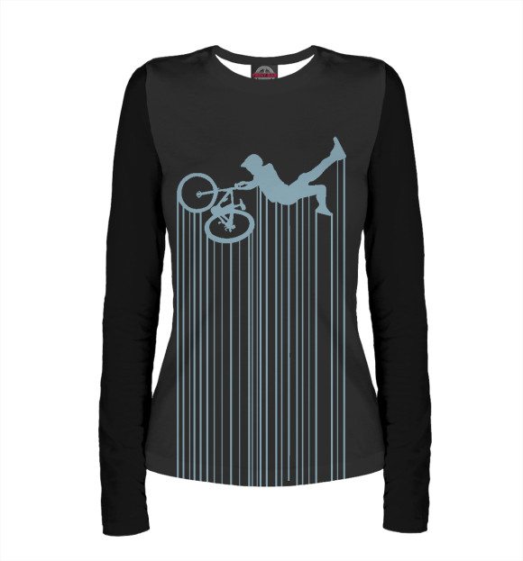 Женский лонгслив с притом MTB Lines цвета Белый Женский лонгслив с изображением MTB Lines цвета Белый