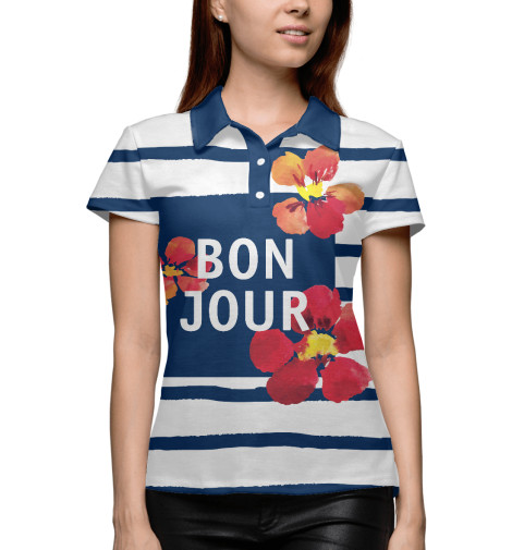 

Поло Print Bar, Белый, Bonjour