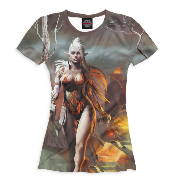 Футболка для девочек с изображением Lineage 2 цвета Белый