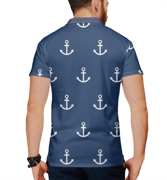 Мужское поло с изображением Якоря цвета Белый