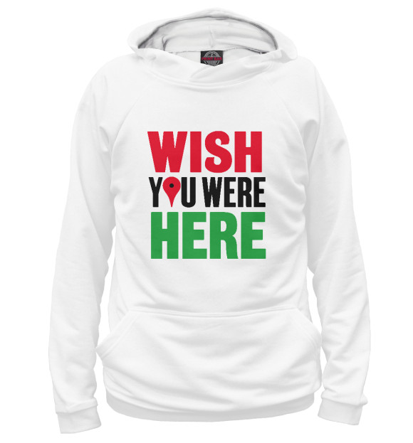 Мужское худи с изображением Wish you were here цвета Белый