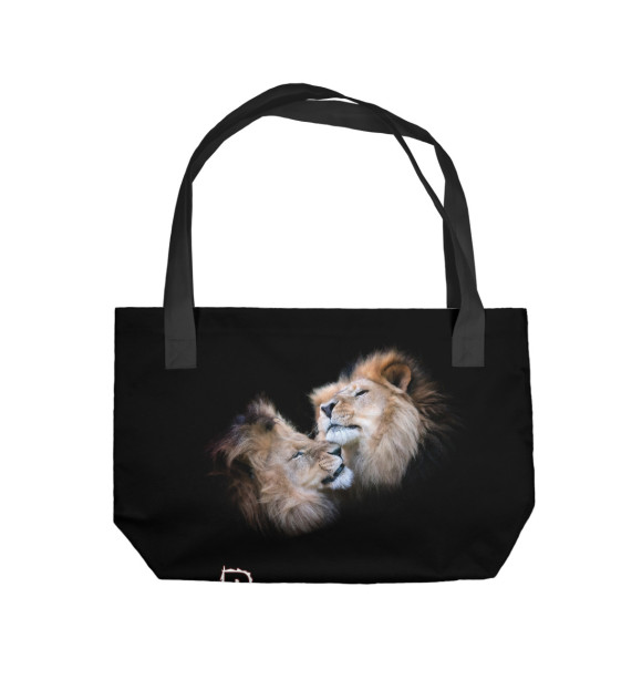 Пляжная сумка с притом Два льва цвета  Пляжная сумка с изображением Два льва цвета