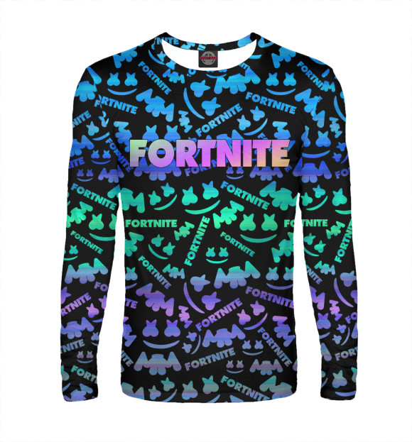 Мужской лонгслив с изображением Fortnite - Marshmello цвета Белый