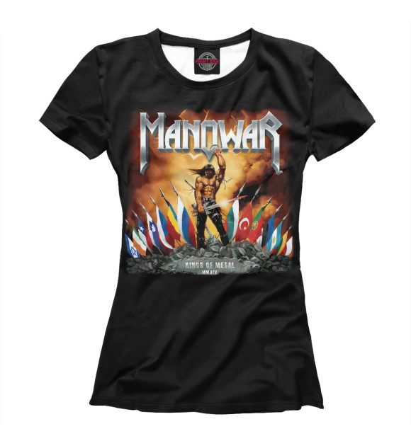 Футболка для девочек с изображением Manowar цвета Белый