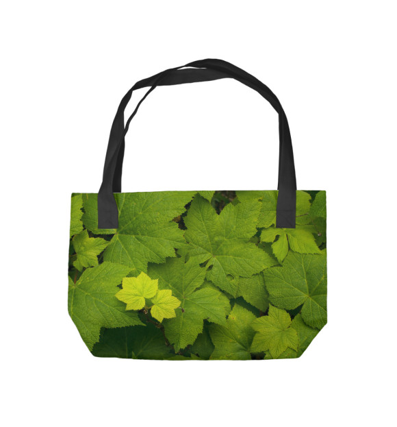 Пляжная сумка с изображением Зелёные листья цвета 