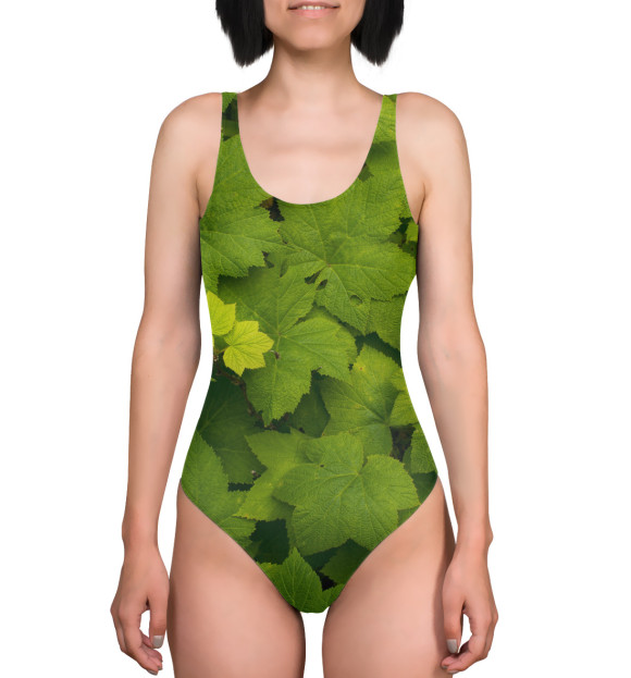 Купальник-боди с изображением Зелёные листья цвета 