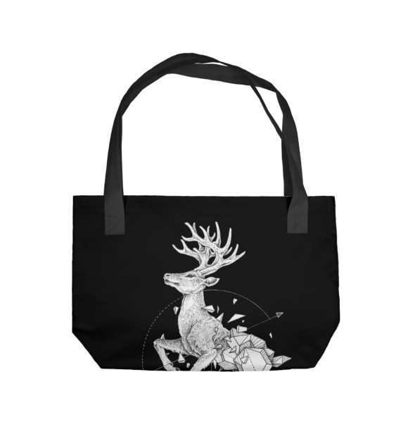 Пляжная сумка с изображением Geometric dark deer цвета 