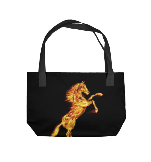 Пляжная сумка с изображением Огненная лошадь цвета 