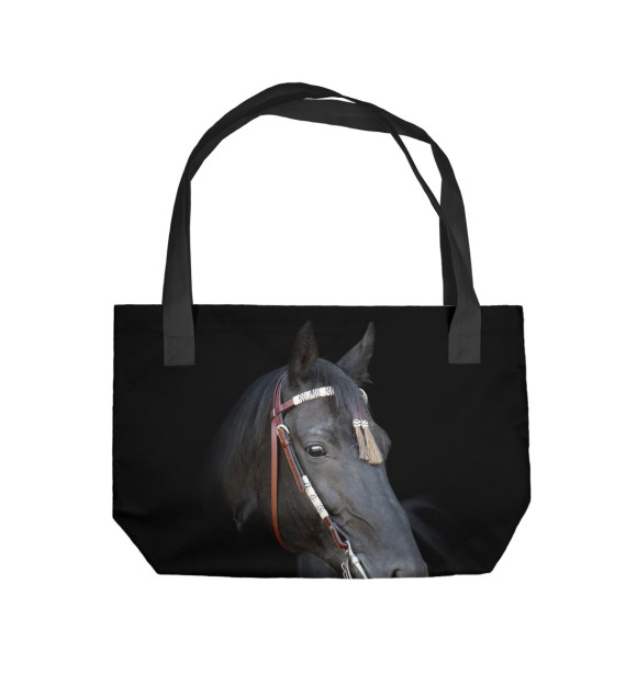 Пляжная сумка с изображением Конь вороной цвета 
