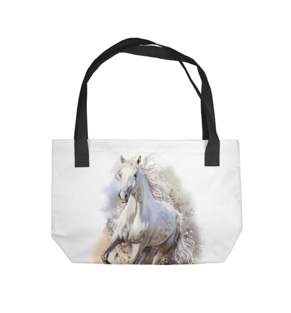 Пляжная сумка с изображением Белая лошадь цвета 