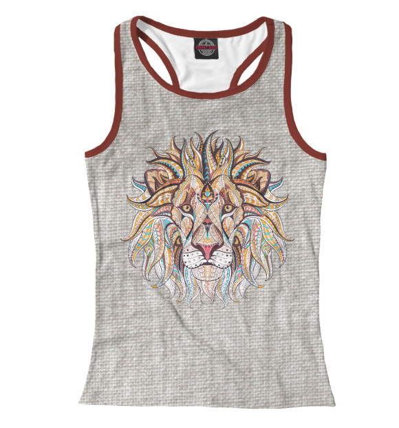 Женская майка-борцовка с изображением Лев цвета Белый